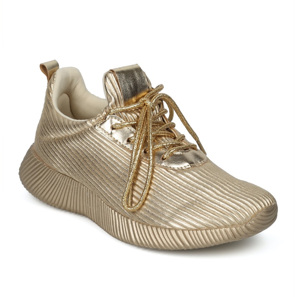 NWT Qupid Metallic Gold Sneakers, Size 8